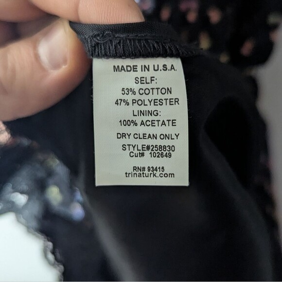 Trina Turk Black Rainbow Swiss Dot Sweetheart Neck Strappy Midi Dress Women's 10 - Picture 7 of 7